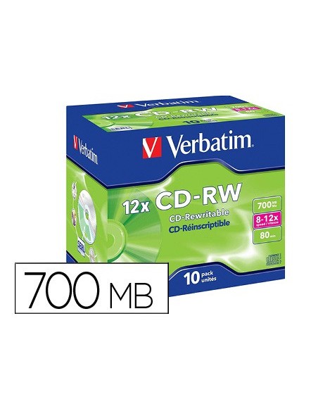 Cd-rw verbatim serl capacidad 700mb velocidad...
