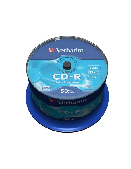 Cd-r verbatim capacidad 700mb velocidad 52x 80...