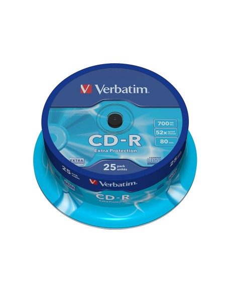 Cd-r verbatim capacidad 700mb velocidad 52x 80...