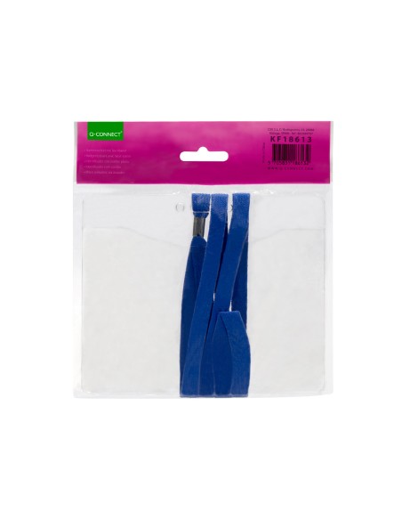 Identificador q-connect con cordon plano azul a6 154x127 mm apertura superior