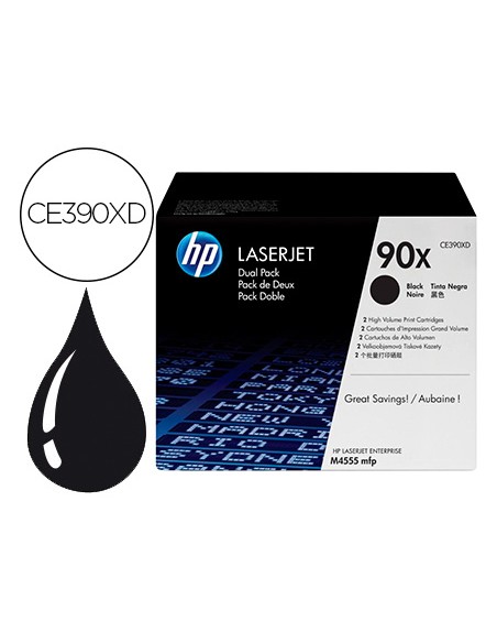 Toner hp laserjet 90x enterprise m4555mfp negro pack de 2 unidades 24000 paginas