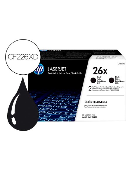Toner hp laserjet pro 26x m402 mfp m426 negro pack de 2 unidades 9000 paginas