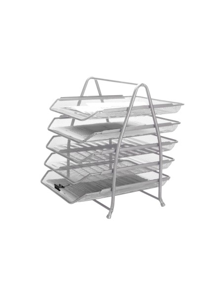 Bandeja sobremesa metalica q-connect kf18476 rejilla plata 5 bandejas movibles 350x275x375 mm