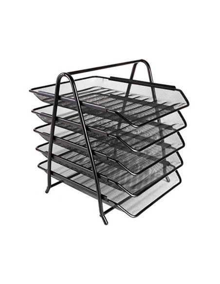 Bandeja sobremesa metalica q-connect kf18474 rejilla negro 5 bandejas movibles 350x275x375 mm
