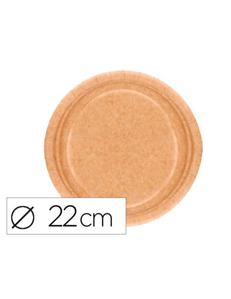Plato carton biodegradable marron 22 cm paquete...