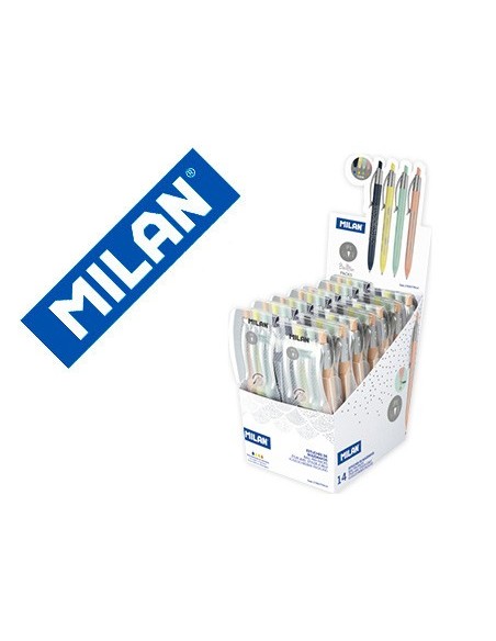 Boligrafo milan p1 silver expositor de 14...