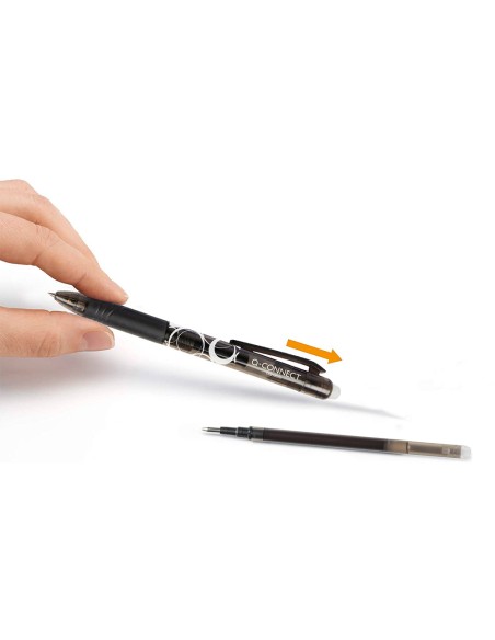 Recambio boligrafo q-connect retractil kf11057 borrable negro caja de 3 unidades