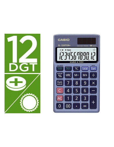 Calculadora casio sl-320ter bolsillo 12 digitos...