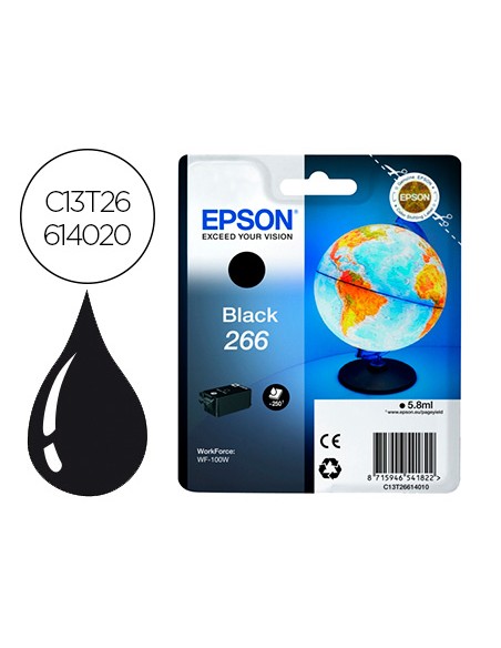 Ink-jet epson 266 wf-100w negro 250 paginas