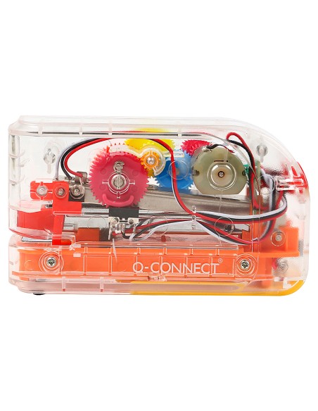 Grapadora electrica q-connect plastico transparente mecanismo de colores capacidad 20 hojas usa grapas