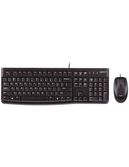 Set teclado + raton logitech mk120 usb con cable negro