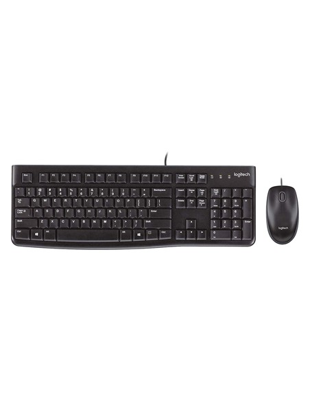 Set teclado + raton logitech mk120 usb con cable negro