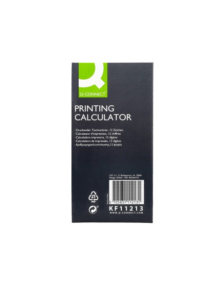 Calculadora q-connect impresora pantalla papel kf11213 12 digitos tinta azul
