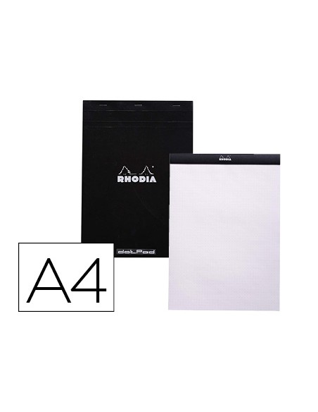 Bloc nota rhodia black dot pad din a4 80 hojas 80 g/m2 liso con puntos negros 5 mm perforado