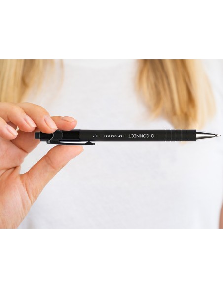 Boligrafo q-connect retractil con grip 0,7 mm color negro