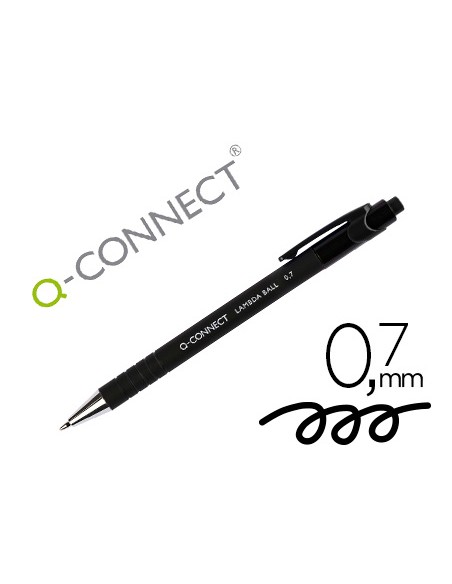 Boligrafo q-connect retractil con grip 0,7 mm color negro