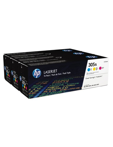 Toner hp 305a laserjet pro 300 / m351 / 400 / m451 / mfp m375 / mfp m475 pack color amarillo cian magenta 2600