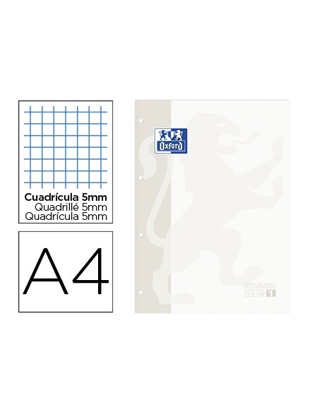 Recambio color oxford din a4 80 hojas cuadro 5...
