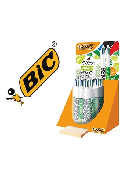 Boligrafo bic cuatro colores velours expositor...