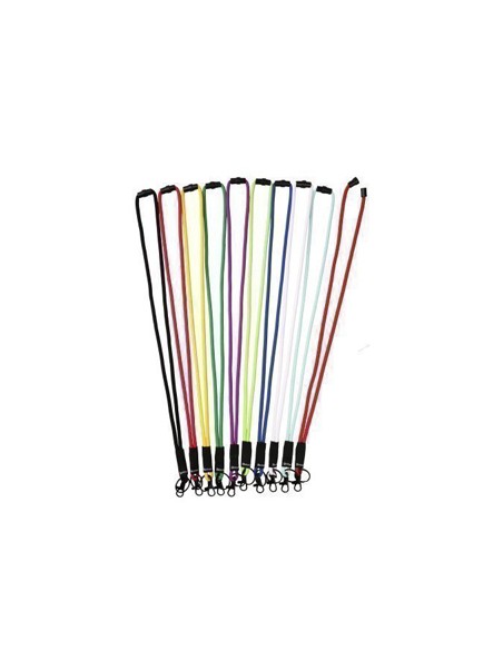 Cordon colgante para identific ador tarifold textil con llavero y mosqueton 43 cm negro pack de 10 unidades
