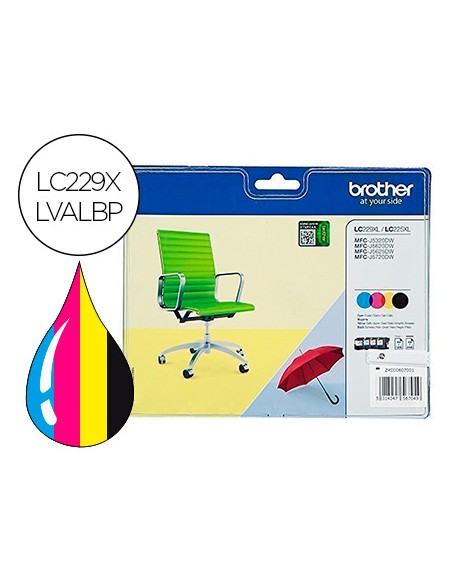 Ink-jet brother lc229xlvalbp mfc-j5320dw / j5620dw / j5625dw / j5720dw pack 4 colores negro amarillo cian