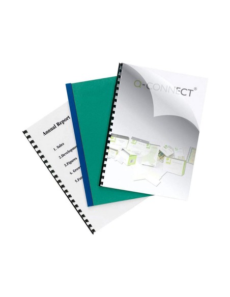 Tapa de encuadernacion q-connect pvc din a4 opaca verde 180 micras caja de 100 unidades