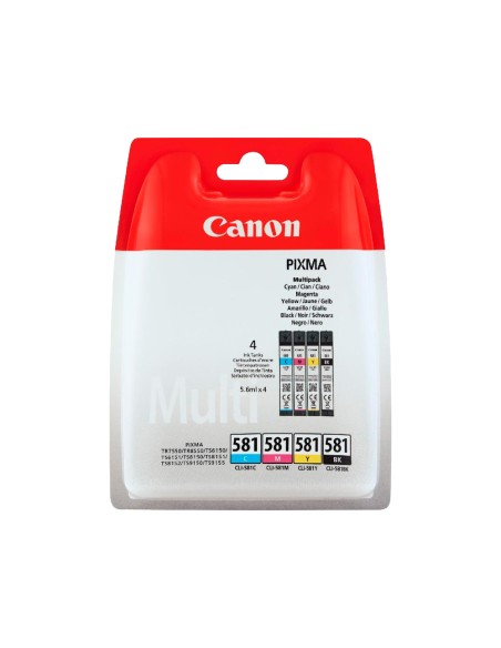 Ink-jet canon cli 581 pixma tr8550 / ts6250 / ts8250 / ts9150 / ts9550 pack 4 negro amarillo cian magenta 5,6 ml