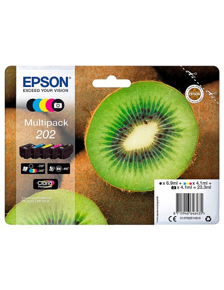 Ink-jet epson 202 xl xp-6000 / xp-6005 / xp-6100 / xp-6105 pack 5 negro amarillo cian magenta photo negro 650 pag