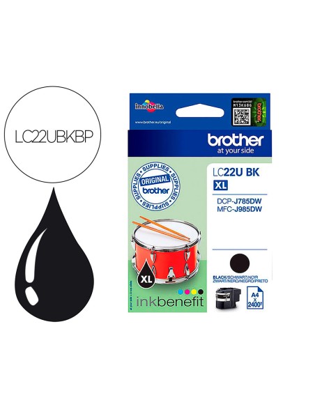 Ink-jet brother lc22ubk xl dcp-j785dw / dcp-j785dwxl / mfc-j985dw / mfc-j985dw negro 2.400 pag