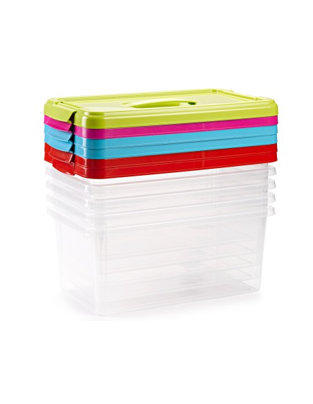 Caja multiusos plastico 10 l numero 24 tapa de color con asa 385x230x175 mm