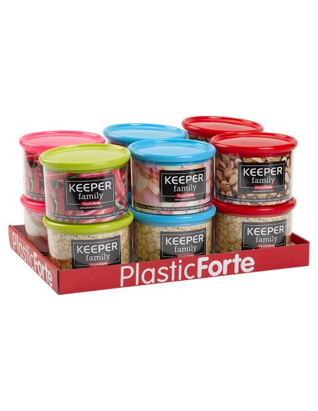 Bote multiusos plastico 500 ml con tapa de color 110x110x80 mm