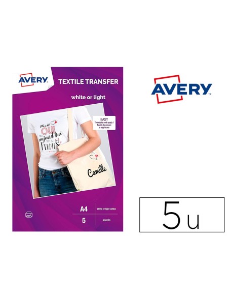 Papel transfer avery algodon claros ink-jet din...