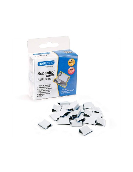 Supaclips rapesco capacidad 40 hojas color blanco caja de 100 unidades
