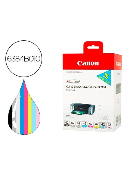 Ink-jet cli-42 canon pixma pro-100 / 100s multipack 8 colores bk /gy / lgy / c / m / y / pc / pm 13 ml
