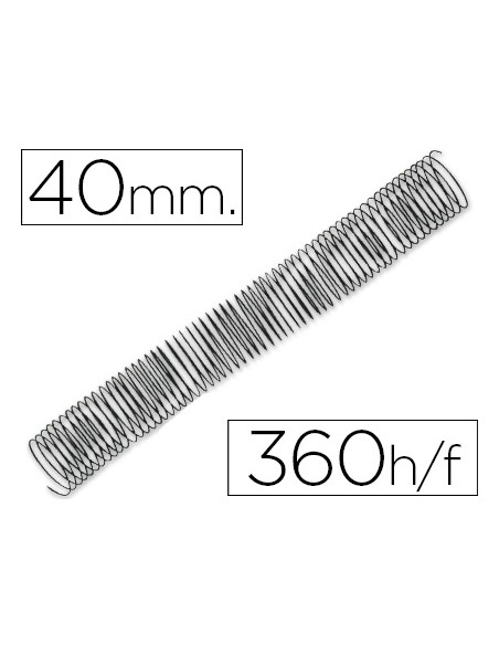 Espiral metalico q-connect 64 5:1 40mm 1,2mm caja de 25 unidades