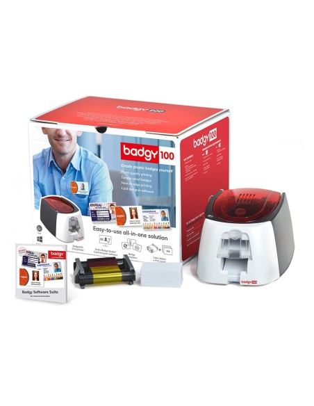 Impresora de tarjeta badgy 100 incluye cinta 50...