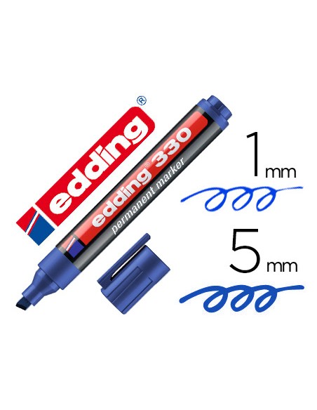 Rotulador edding marcador permanente 330 azul punta biselada 1-5 mm recargable