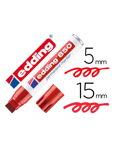 Rotulador edding marcador permanente 850 rojo punta biselada 5-15 mm recargable