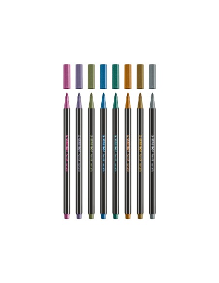 Rotulador stabilo acuarelable pen 68 metalico plata punta gruesa 1mm