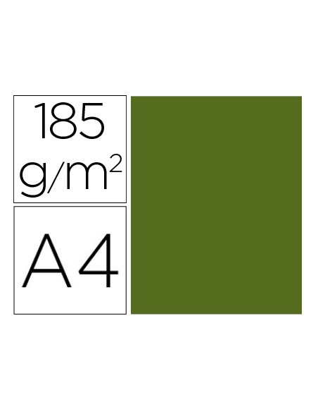 Cartulina guarro din a4 verde safari 185 gr paquete de 50 hojas