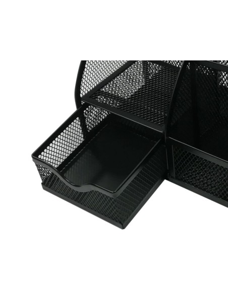 Organizador sobremesa q-connect kf17295 metalico curvo rejilla negra con 5 departamentos 220x140x130 mm