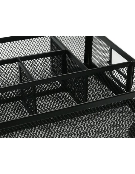 Organizador sobremesa q-connect kf17291 bandeja metalica rejilla negra con 6 departamentos 235x183x65 mm