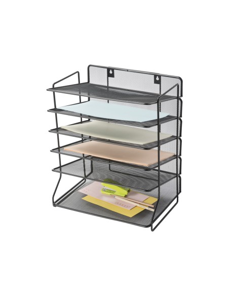 Bandeja sobremesa q-connect kf17289 metalica rejilla negra 6 bandejas 325x230x390 mm