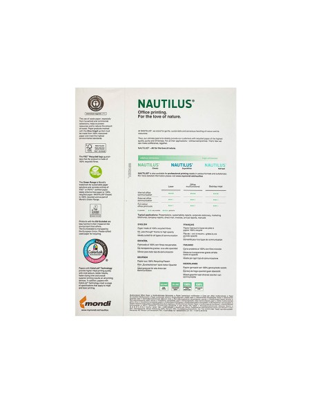Papel fotocopiadora nautilus superwhite 100% reciclado din a4 80 gramos paquete de 500 hojas