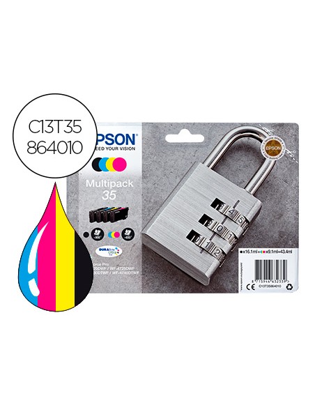 Ink-jet epson 35 t3586 pro wf-4720dwf / 4725dwf / 4730dtwf / 4740dtwf multipack negro amarillo cian magenta