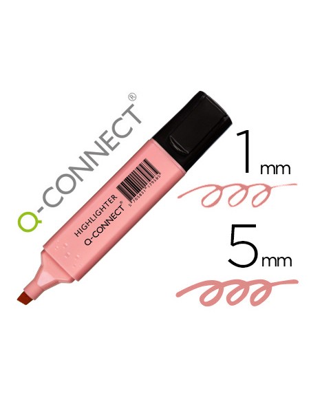 Rotulador q-connect fluorescente pastel rosa punta biselada