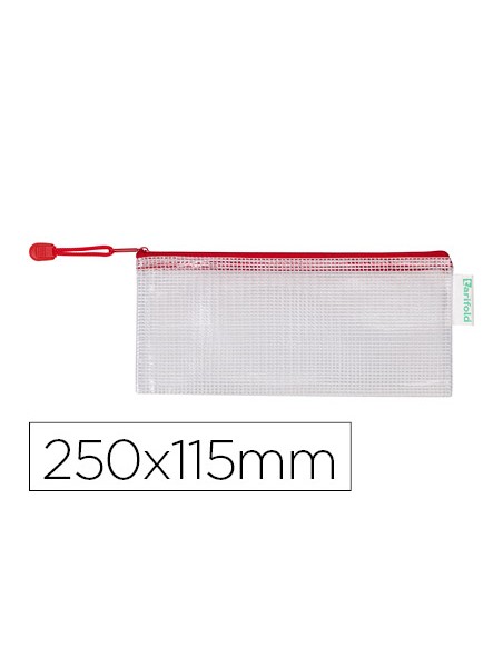 Bolsa multiusos tarifold pvc 250x115 mm apertura superior con cremallera portaboligrafo y correa color rojo