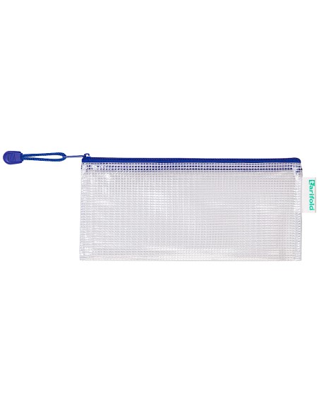 Bolsa multiusos tarifold pvc 250x115 mm apertura superior con cremallera portaboligrafo y correa color azul
