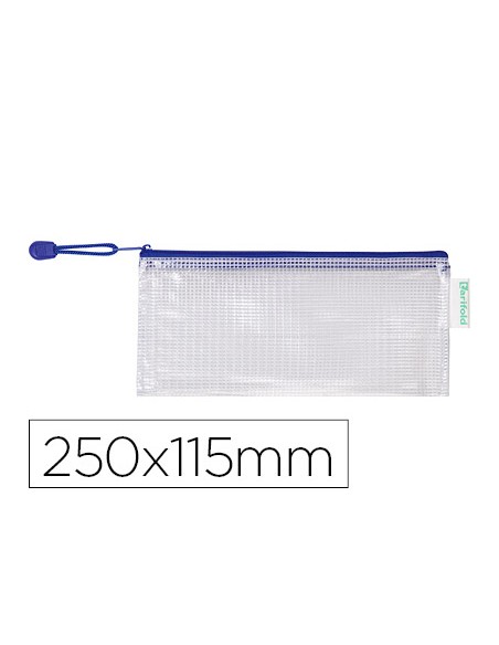 Bolsa multiusos tarifold pvc 250x115 mm apertura superior con cremallera portaboligrafo y correa color azul