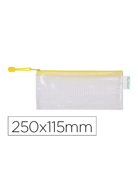 Bolsa multiusos tarifold pvc 250x115 mm apertura superior con cremallera portaboligrafo y correa color amarillo
